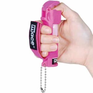 pink jogger mace pepper spray hand strap in hand