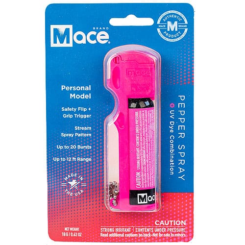 hot pink mace pepper spray flip lid in packaging