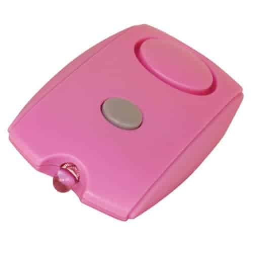 pink mini personal alarm top view