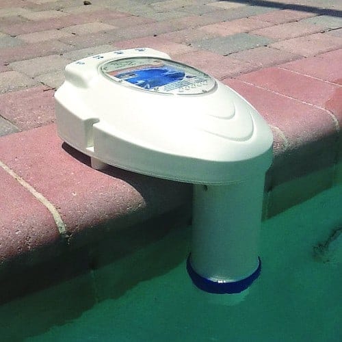 pool alarm on the side of a pool side view