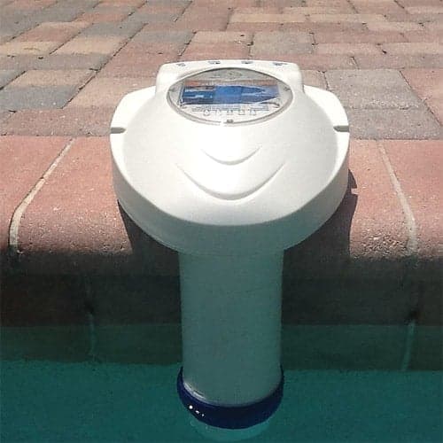 pool alarm on the side of a pool front view