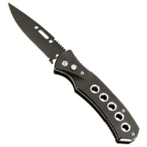 automatic push button knife drop point blade open