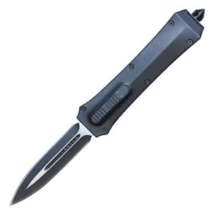 otf out the front automatic knife double edge blade open front view