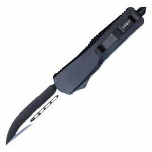 otf out the front automatic knife single edge blade open with pocket clip