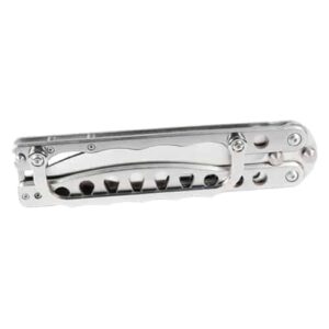 extra large silver butterfly knife bilisong with knuckles closed side view