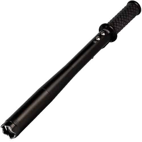 black stun gun bat flashlight baton button view