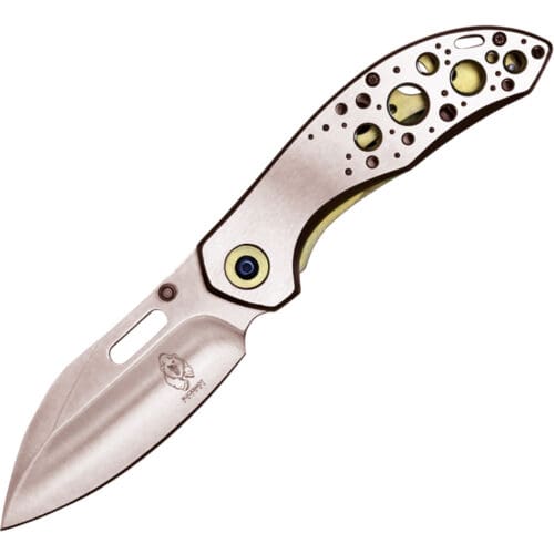 assisted open pocket knife chrome handle and blade open