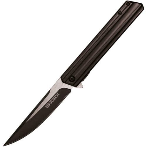 assisted open pocket knife black handle black blade open