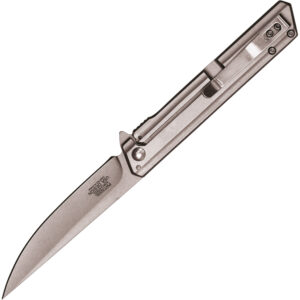 assisted open pocket knife nickel handle chrome blade pocket clip open