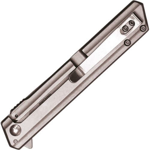 assisted open pocket knife nickel handle chrome blade pocket clip