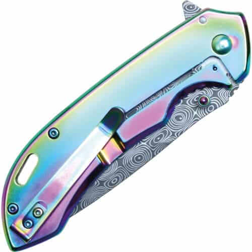 rainbow pocket knife with american flag pocket clip