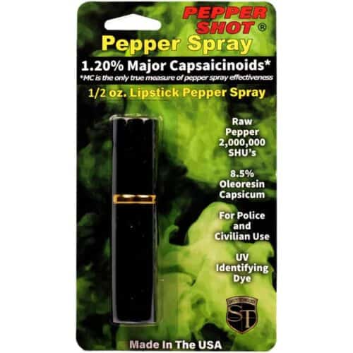 black lipstick pepper spray in package