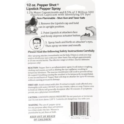 lipstick pepper spray in packaging instructions