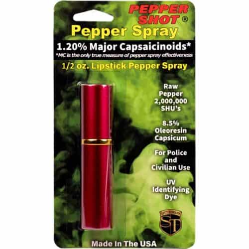red lipstick pepper spray in packaging