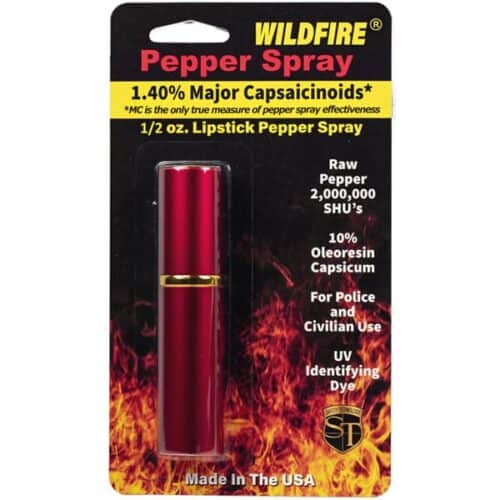 red wild fire lipstick pepper spray packaging