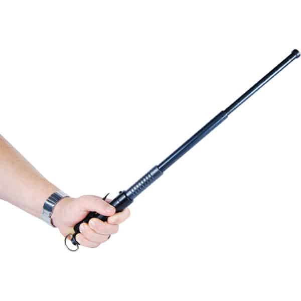 automatic expandable steel baton open in hand
