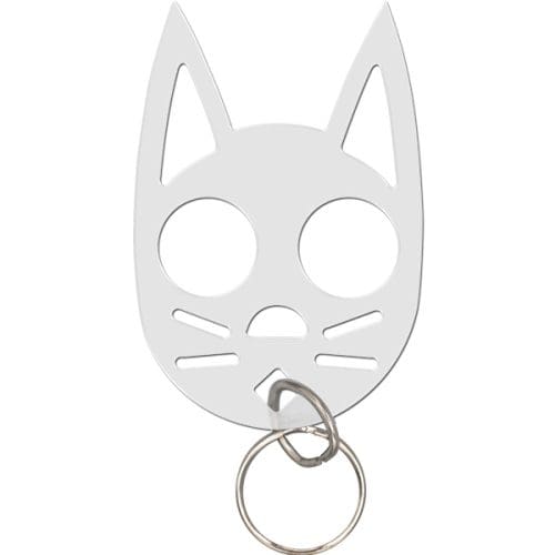 white cat self defense key chain